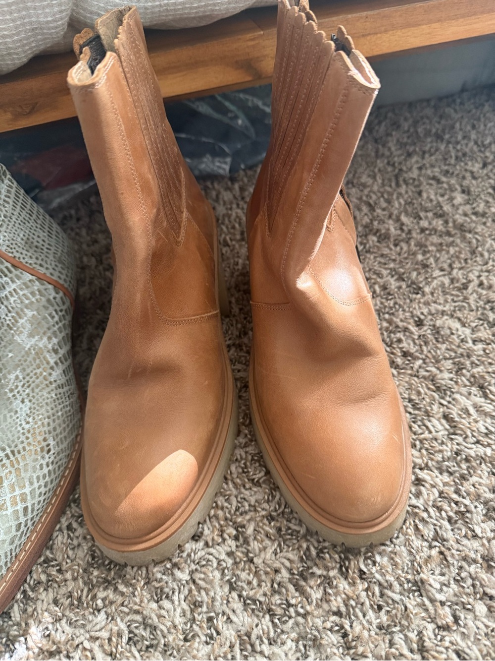 Free People Tan Leather Heeled Chelsea Boots
